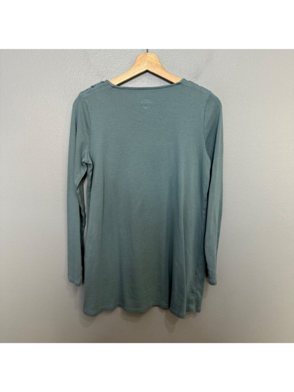 J.JILL pima cotton laced shoulder tunic in sage green size S - Picture 4 of 6